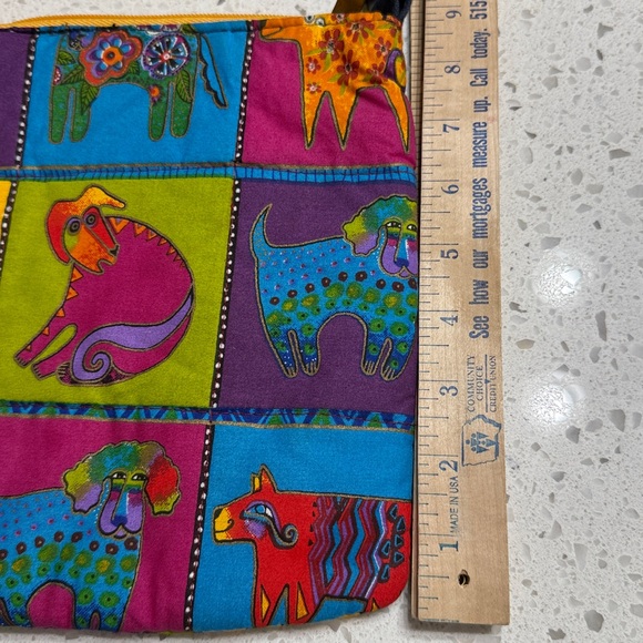 Laurel Burch Colorful Dog Print Crossbody Bag Canvas batik bright kitschy fun - Picture 5 of 7